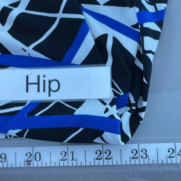 Anne Klein Dress Womens Large Blue Line Pattern Short Sleeve A-Line Midi - Picture 15 of 16